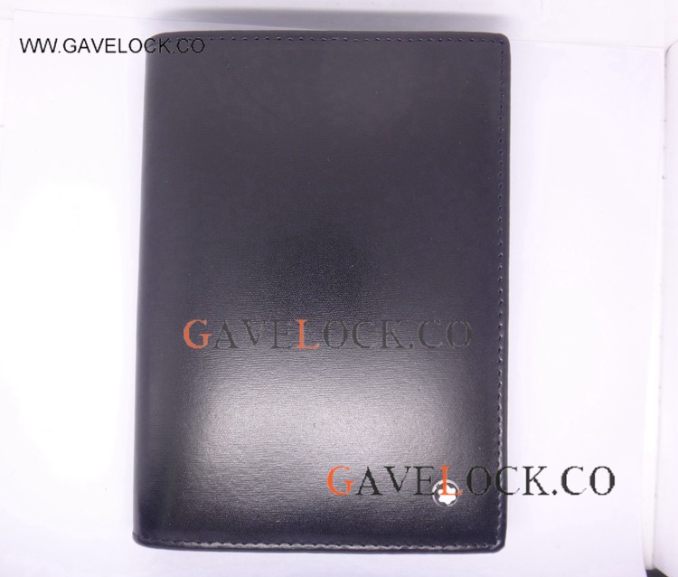 Black Leather Mont blanc Replica Passport Holder For Gift